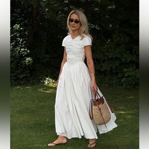 Fushia Shaw Dahlia Dress White